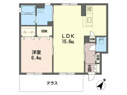 サンライズSAKAI B棟(1LDK/1階)の間取り写真