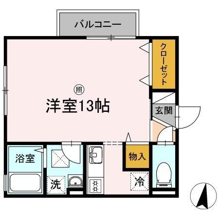 リビングタウン豊成C棟(ワンルーム/1階)の間取り写真