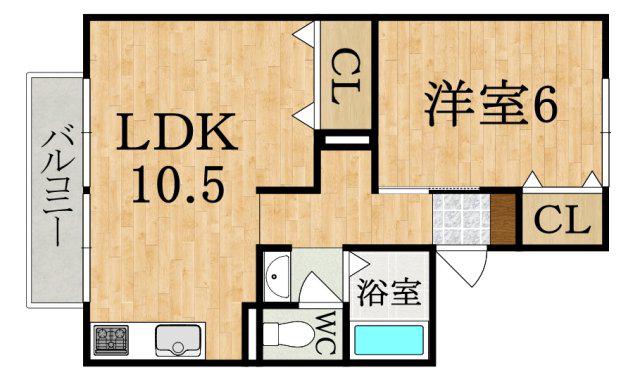 ファミール大和(1LDK/1階)の間取り写真