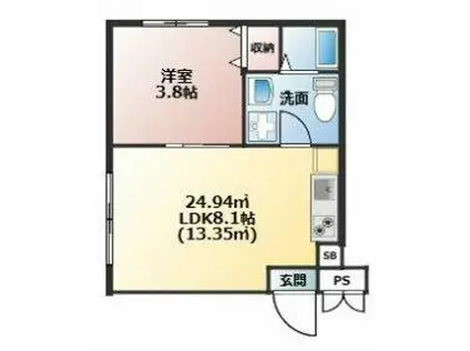 プライムテラス鶴ヶ峰(1LDK/2階)の間取り写真