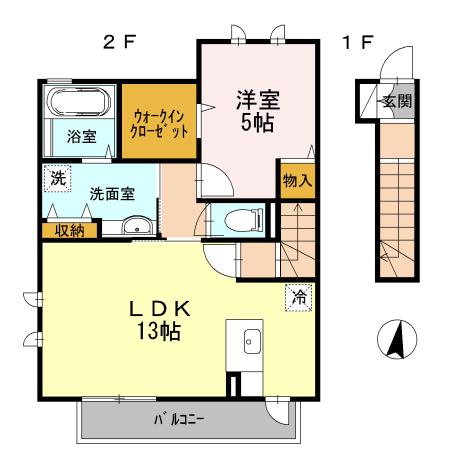アージョ3(1LDK/2階)の間取り写真