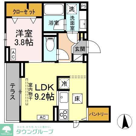 D-ROOM SUN PLATINA(1LDK/1階)の間取り写真