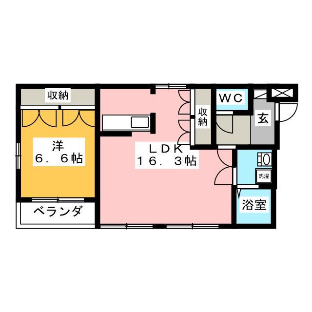 おあしす(1LDK/1階)の間取り写真