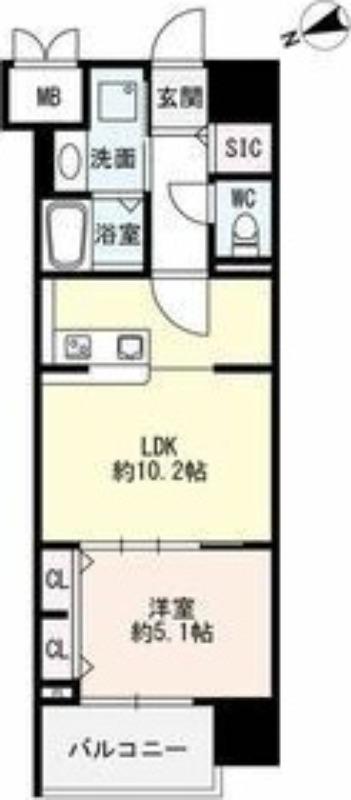 ザ・シンフォニア新栄(1LDK/11階)の間取り写真