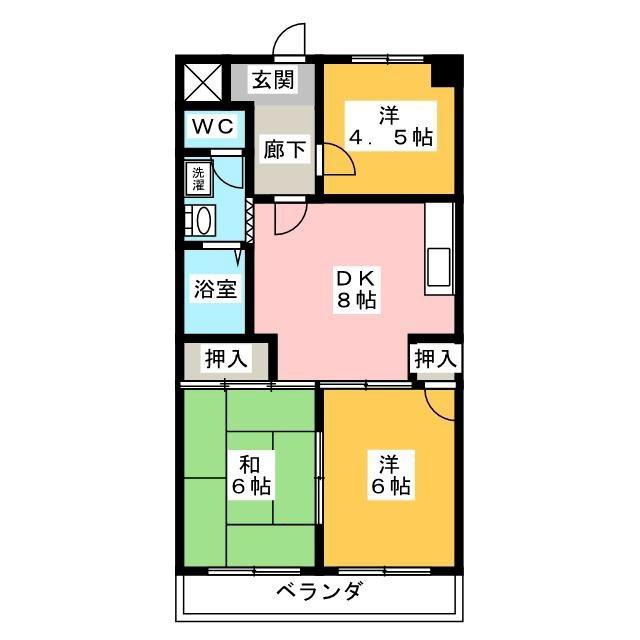 スカイハイツ瀬古(3DK/6階)の間取り写真