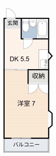 グリーンガーデン(1DK/1階)の間取り写真