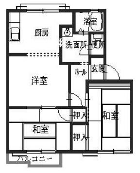 中津ハイツ(3K/2階)の間取り写真