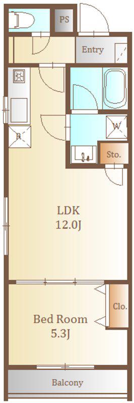 メルヴェーユ港(1LDK/5階)の間取り写真