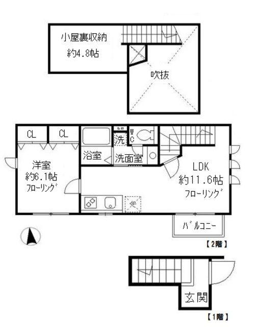 ベルフレール(1LDK/2階)の間取り写真