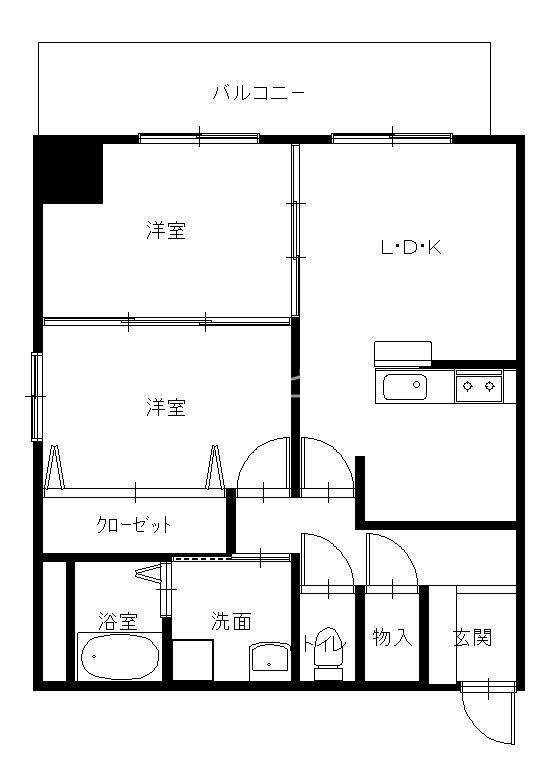 スカイコート出島(2LDK/4階)の間取り写真