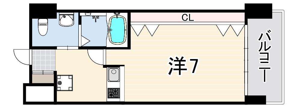 W.O.B.ROKKOHMICHI(1K/3階)の間取り写真