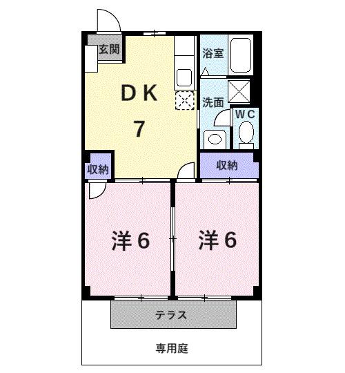 アメニティコーポA(2DK/1階)の間取り写真