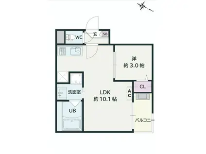 JACK UNOKII(1LDK/1階)の間取り写真