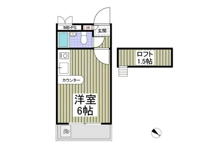ベルピア北本2(ワンルーム/1階)の間取り写真
