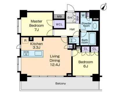 ノーブル代々木上原(2LDK/4階)の間取り写真