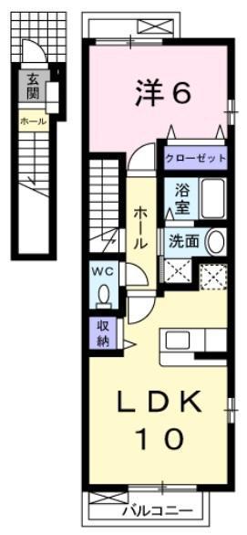 アパルトマン リシェス(1LDK/2階)の間取り写真