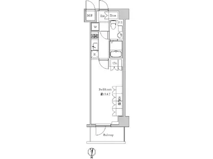 スペーシア住吉(1K/8階)の間取り写真