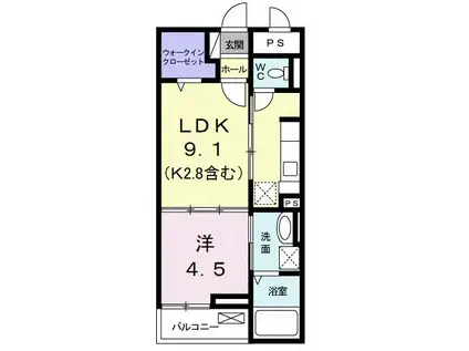 ラ フエンテ(1DK/1階)の間取り写真