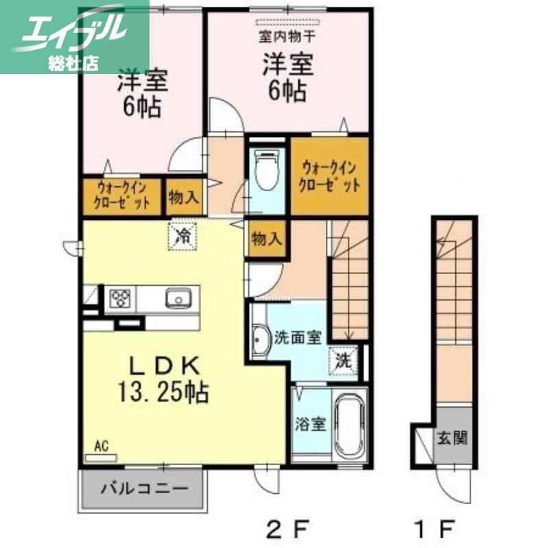 ソリスガーデン(2LDK/2階)の間取り写真