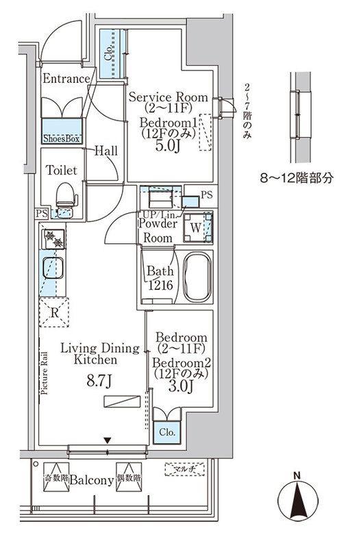 パークアクシス浅草田原町ガーデン(1SLDK/5階)の間取り写真