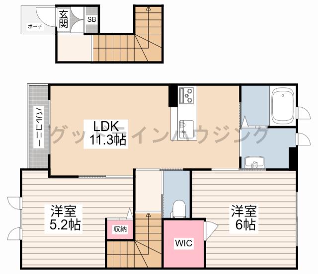 エクセレンテうれしの(2LDK/2階)の間取り写真