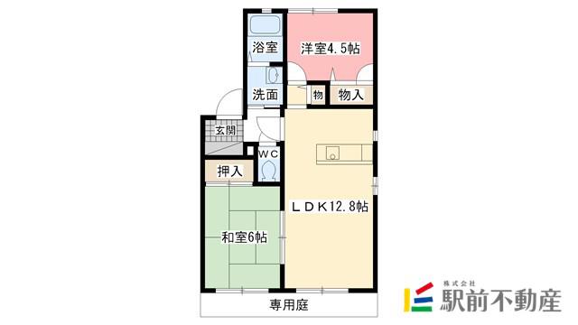 アイリスA(2LDK/1階)の間取り写真