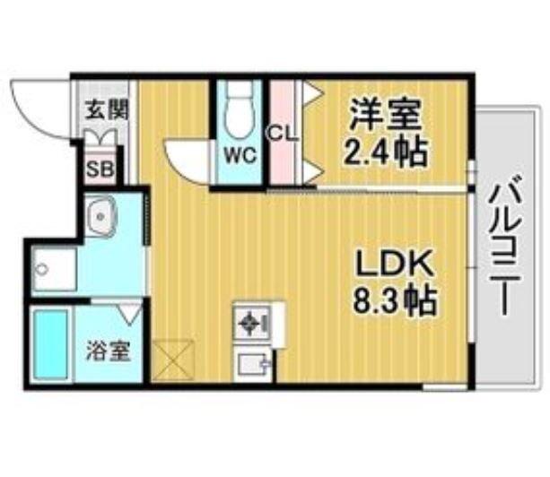 リアコート関大前II(1LDK/2階)の間取り写真