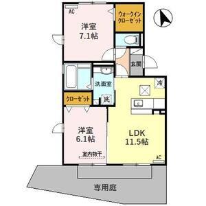 サン・アベニールB棟(2LDK/1階)の間取り写真