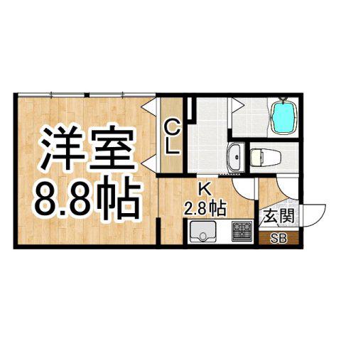南大通AP(1K/2階)の間取り写真