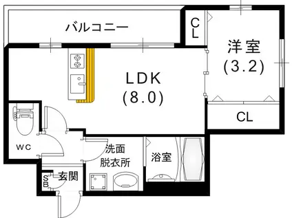 エハコ日暮通(1LDK/4階)の間取り写真