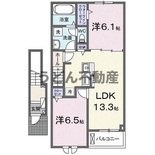 エスペランス太田(2LDK/2階)の間取り写真