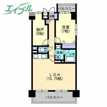 ル・サンク西市(2LDK/1階)の間取り写真