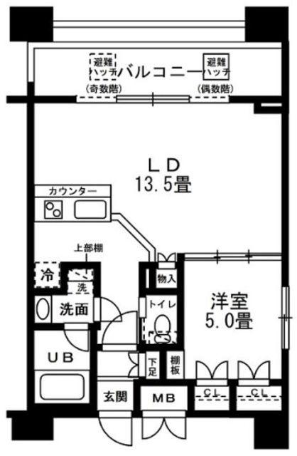 レジディア錦糸町(1LDK/10階)の間取り写真