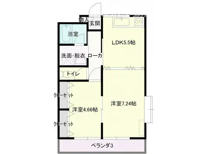 エーワイハイツ(1LDK/2階)の間取り写真