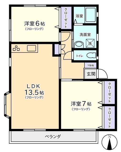 マルテーメゾンミズノ5(2LDK/2階)の間取り写真