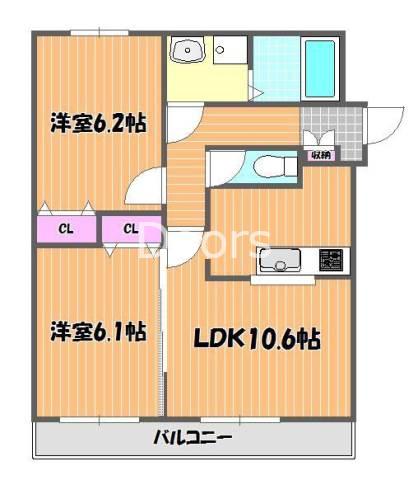 アーバンコート今(2LDK/3階)の間取り写真