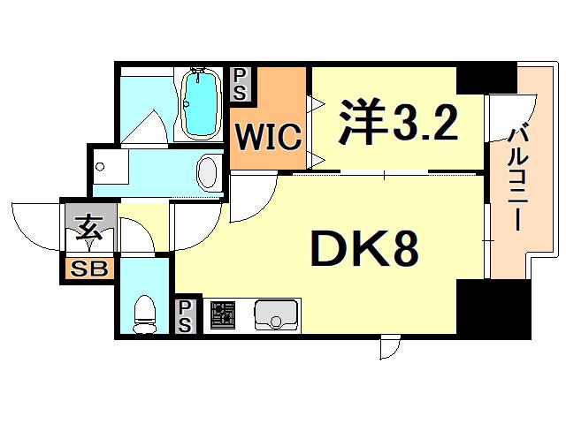 エステムコート神戸元町通2THE SALON(1DK/7階)の間取り写真
