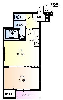 フジパレス山之内III番館(1LDK/3階)の間取り写真