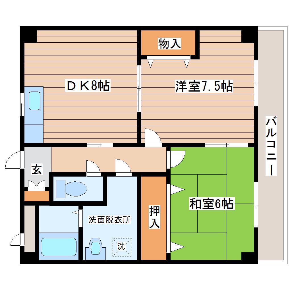 コンフォールSAKAE(2DK/2階)の間取り写真