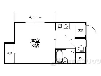 マンション一里塚(1K/2階)の間取り写真