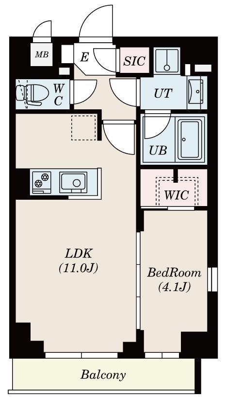 S-RESIDENCE錦糸町サウス(1LDK/8階)の間取り写真