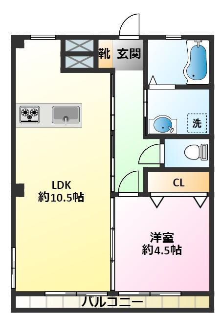 CLALIE(1LDK/1階)の間取り写真