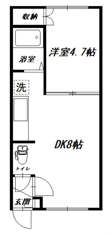 ウエストA(1DK/1階)の間取り写真