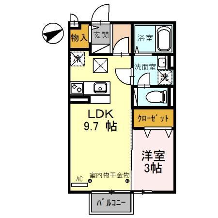 ウエストハイツ・セントラルハイツ ウエストハイツ(1LDK/1階)の間取り写真