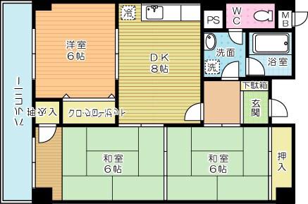 プレアール志徳(3DK/7階)の間取り写真
