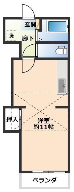 シーサイドレックス(ワンルーム/2階)の間取り写真