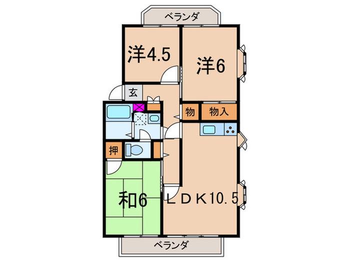 RSトゥインクルD棟(3LDK/1階)の間取り写真