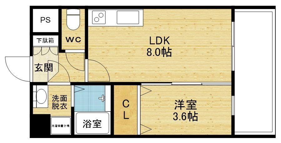 ベルヴェーレ新大阪(1LDK/6階)の間取り写真