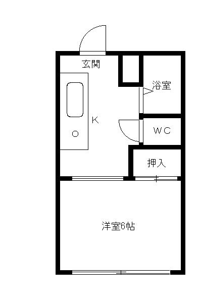 あすかKー1(1K/2階)の間取り写真