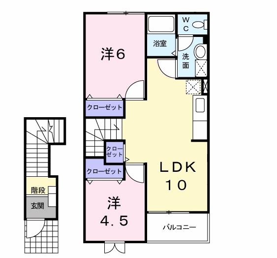 ラフィーネAYA II(2LDK/2階)の間取り写真
